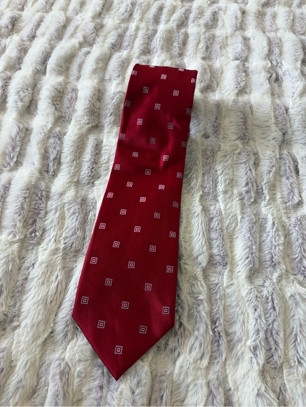 Neiman Marcus Red Micro-Square Silk Tie